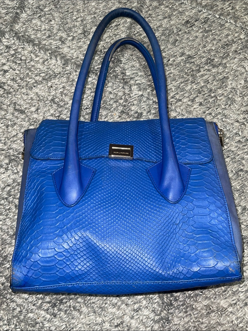 Pour La Victoire Royal Blue Textured Satchel
